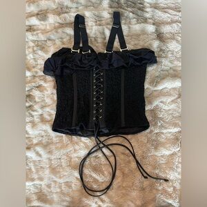 Free People Hah Seams Like A Princess Corset- Noir